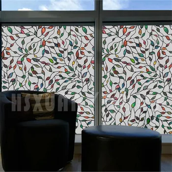 30/35/40/45/50/60 * 100 cm static colorate frunze de sticlă mată decorative de film fereastră; nu-adeziv 3D de confidențialitate fereastra autocolante