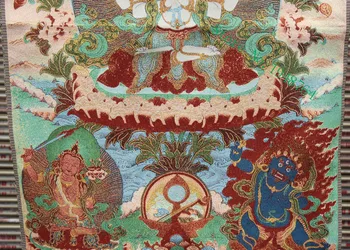 36 inch Tibet Mătase broderie 4 Parte Chenrezig Buddha Avalokiteshva Thangka Pictură Murală
