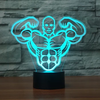 3D Aerobic Musculare Lampă de Masă 7 Culori Schimbare, Noapte, Lumini LED Noutate Culturism Noptiera Atingeți Butonul de iluminat Decor