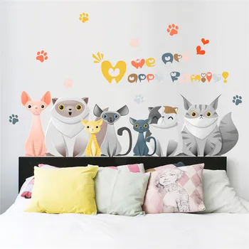 % 3d efect de animale vii pisică câine laba usa frigiderului autocolante de perete pentru camera copii animale de companie decor de perete decalcomanii de artă murală poster