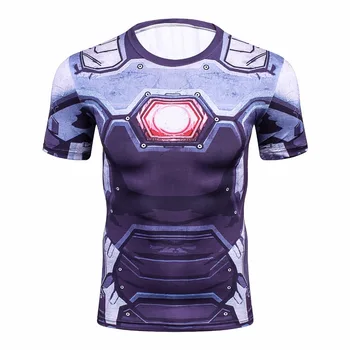 3D Imprimate T-shirt pentru Bărbați Compresie Tricouri 2017 NOU Maneci Scurte Amuzante Cosplay costum de Fitness, Body-Building de sex Masculin Crossfit Topuri