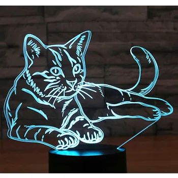 3D LED Lumina de Noapte Alertă Pisica cu 7 Culori deschise pentru Decorațiuni interioare Lampa de Vizualizare Uimitoare Iluzie Optică Minunat