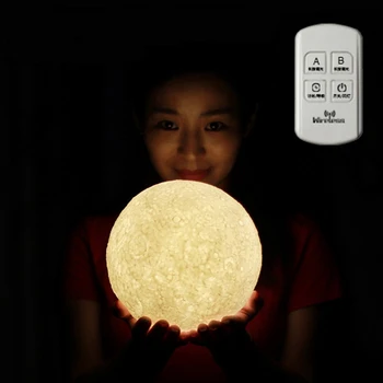 3D Magic Moon Lampa Creative LED Noapte Lumina Lunii Birou USB Reîncărcabilă cu telecomanda sau buton-Comutator pentru Decor Acasă
