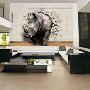 3D Realiste de Animale Murală Tapet Personalizat Rinocer, Leu Elefanți Non-Țesături, pictură Murală Nouă Fotografie Tapet Decor Acasă