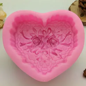 3D Sapun Matrite de Silicon Tort Fandont Mucegai Forma de Inima Flori de Trandafir Lumanare Lut Matrite Kicchen Tort Copt Instrumente H399