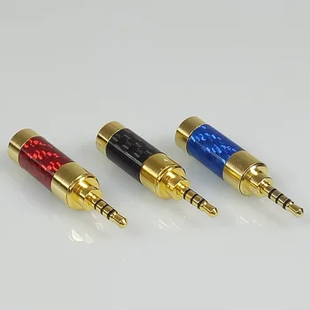 3Pcs Audio Placat cu Aur conector cablu Jack 2.5 mm, 4 Poli Stereo Plug de sex Masculin Fibra de Carbon Adaptor de Lipire Conector potrivit pentru cablu 6mm