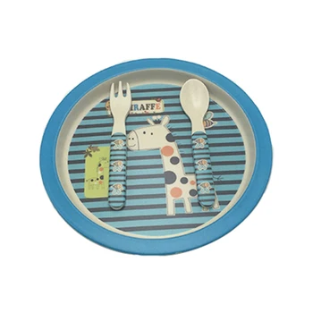 3pcs/set de Caractere copilul Placa Furci Spoon Piese alimentare Set, fibra de bambus pentru copii set tacamuri