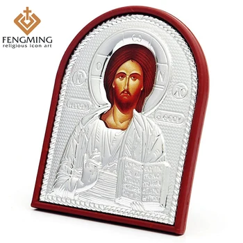 3pcs/set dimensiuni diferite de Metal de argint religioase pe pictograma de Plastic a lui Isus Hristos arta bizantină a bisericii ortodoxe consumabile