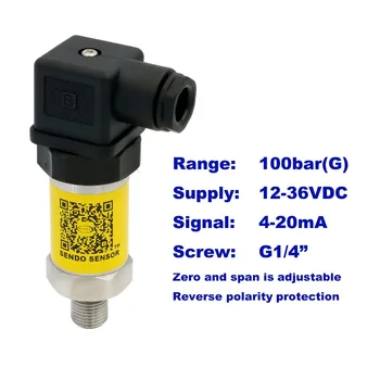4-20mA senzor de presiune, 12-36V aprovizionare, 10MPa/100bar ecartament, G1/4