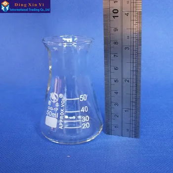 (4 buc/lot) Pahar Erlenmeyer pahar conic 50ml de Laborator utilizarea de sticlă triunghi balon de sticlă borosilicată,GG17,Pyrex
