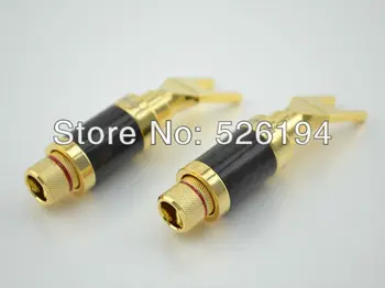 4 bucati ACROLINK CF-201(G) placat cu Aur cu Spade Plug Fibra de Carbon, Difuzor de 9 mm Conector de Cablu