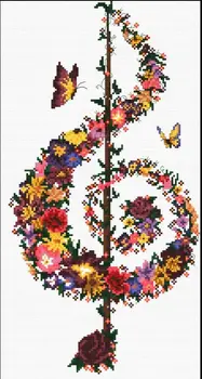4 Flori de Muzică de BRICOLAJ, lucru Manual 14CT DMC Numărat cruciulițe Seturi Pentru Broderie Ace de Tricotat Manual Mozaic Meserii