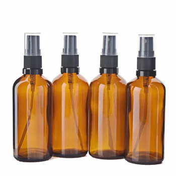 4 X 100ml Goale din Sticlă brună Aromoterapie Sticle de Spray cu Ceață Fină Pulverizator pentru ulei Esential de Parfum Cosmetice Containere