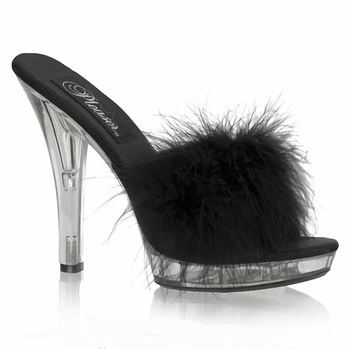 5 Inch Tocuri inalte 13CM saboții de Grăsuț pană pe Cristal Pantofi Sexy Fierbinte Platforma Pantofi pentru Femei