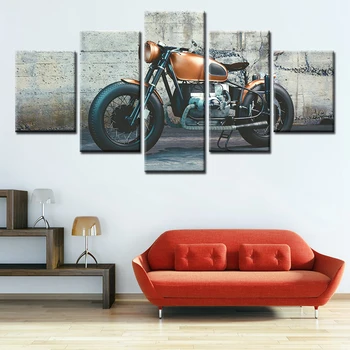 5 Piese Vintage Home Decor Motocicleta Poster Print Pe Panza Pictura Poze De Perete Pentru Camera De Zi De Craciun Personalizate