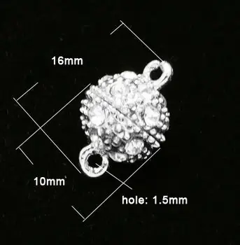 50 de seturi Ovale Aliaj Stras Cleme Magnetice Constatările de Bijuterii de Argint, Aur Negru 16x10mm , Orificiu: 1.5 mm