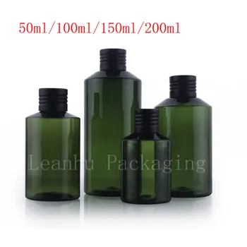 50 ml 100 ml 150 ml 200 ml verde gol cosmetice recipiente de plastic cu aluminiu negru capac cu filet, reîncărcabile sticla de apa ambalare