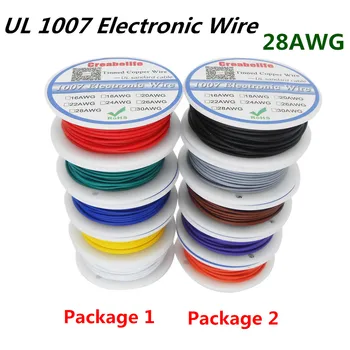 50m /lot UL 1007 28AWG 5 Culori P1 sau P2 cabluri Electrice Cablu de Cupru Cositorit PCB Sârmă de Certificare UL Izolate LED Cablu