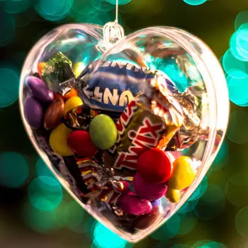 50Pcs Decor de Crăciun Clar Bile de Plastic Transparent Fleac Crăciun Ornament în Formă de Inimă Romantic Copac Fereastra Cadou de Nunta