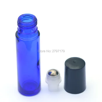 50pcs/lot 10ml Parfum cu Role Sticla Returnabile Sticle de Ulei Esențial Rola pe Sticle de Sticlă cu Mingea de Metal Negru Capac din Plastic