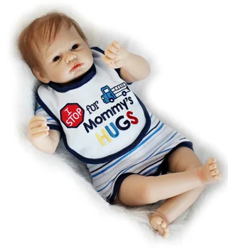 55 cm Reală în Căutarea de Păpuși pentru Copii Boneca Renăscut Băiat Bebe Papusa Ochi Albaștri Silicon Vinly Păpuși pentru Copii Cadou de Ziua de nastere