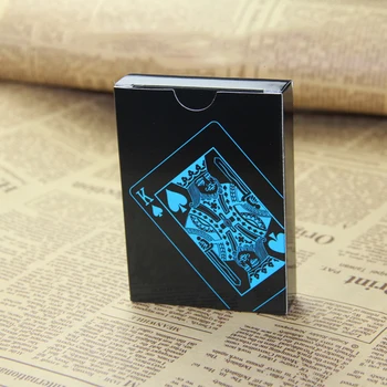 55pcs/pachet impermeabil din pvc plastic carti de joc set pură culoare negru de poker, seturi de carte clasic trucuri de magie instrument de recuzită 81303