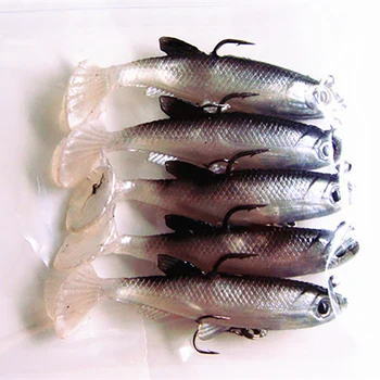 5pcs/lot 14g 8cm negru și alb de plumb plumb moale pește, biban de mare criminal T-coada de cauciuc de siliciu gel moale artificiale momeli de pește