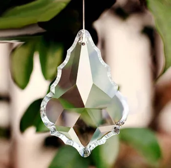 5pcs/lot 76mm Clar de cristal de sticlă frunze de arțar Candelabru prisma Piese de decor lampa agățat pandantiv accesorii