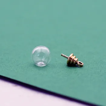 5set mini minge glob de sticlă cu 24k placate cu capac margele bijuterii constatările farmece sticlă flacon de sticlă pandantiv