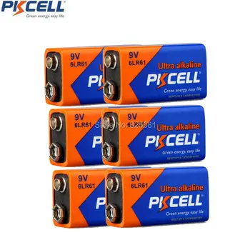 6pcs pkcell 6LR61 9V baterie 6LF22 6LR61 PPP3 1604A Super Alcaline Baterii Uscate pentru Alarmă,Jucarii,Walkman, etc