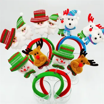 7pcs/lot Drăguț de Crăciun Benzi Decor, Cromatica Mos craciun/Ren/ om de Zăpadă de Păr Cerc pentru Crăciun Acasă Partid Decoracion Navidad