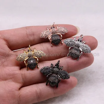 8 Buc Moda de metal Drăguț zbura Bug-uri mici insecte micro pave aripa Mica insectă pandantiv Mix de culoare bug-uri farmece de bijuterii pandantiv 3064