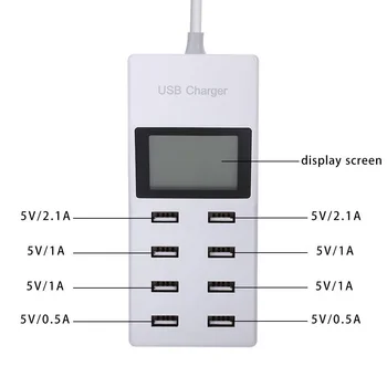 8 Porturi USB Încărcător de Perete cu display LCD pentru Telefon Inteligent, Tabletă, aparat de Fotografiat Rapid de Încărcare Stație de Andocare Pentru iPhone PowerBank Dual AC