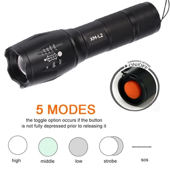 9000 Lumeni Lanterna 5-Mode CREE XML L2 LED-uri Lanterna cu Zoom Focus Lanterna cu 1*18650 sau 3*AAA Baterie
