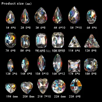 AAAAA clasa a 99% Similare Swa Crystal AB pointback mic Stras Decorare Arta de Unghii cu pietre Multi Forma link2 No17-No23