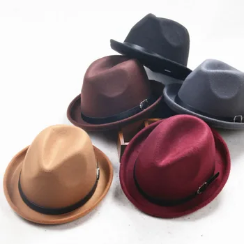 Adult pălărie mică catarama centurii negre de lână pălărie de sex masculin Anglia jazz pălărie imitație de lână pălărie 2mz55