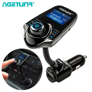 AGETUNR T10 Bluetooth Car Kit Handsfree Set Transmitator FM MP3 Player de Muzică 5V 2.1 a Incarcator Auto USB, AUX Gaura Line in si Line Out
