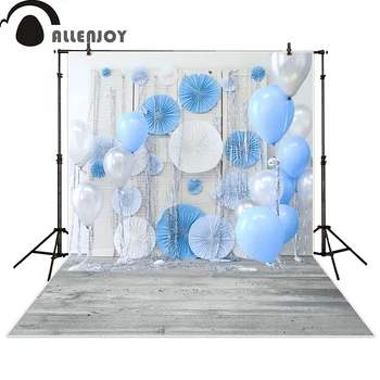 Allenjoy fotografie fundal albastru balon flori Origami podea de lemn cu imagini fotografice, fotografie de studio, studio foto