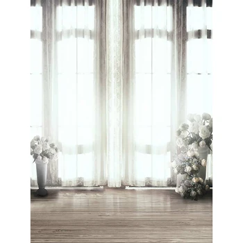 Allenjoy Fotografie Fundal de nunta perdele albe pervazul ferestrei ghivece de flori imagini de fundal studio foto studio Foto