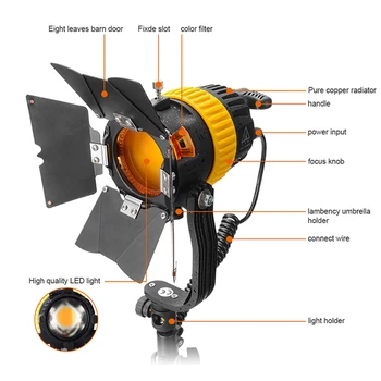 ALUMOTECH 50W LED-uri de Înaltă CRI 5500/3200K Portabil lumina Reflectoarelor Pentru Camera Video Lumină Continuă