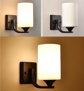 American fier lămpi de perete pentru dormitor, noptiera coridor Decor lampă cu Abajur de sticla minimalist lumini de perete