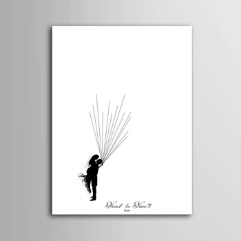 Amprenta Balon Semnătura Panza Pictura Îmbrățișare de Mireasa Mire, Cadou de Nunta de Decorare DIY Carte de Oaspeți