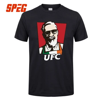 Amuzant Conor McGregor KFC Colonelul Harland Sanders Creative Design Tipărite Tricou Maneca Scurta Barbati din Bumbac Tricouri Funny T-Shirt