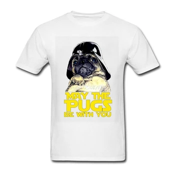 Amuzant Star Wars Poate Pugs Fi Cu Tine Tricou Bumbac Personalizat cu Maneci Scurte Barbati tricou Nou de Agrement de Dimensiuni Mari Mens T Shirt
