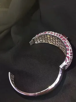 Argint 925 cu cubci zircon brățară moda bijuterii femei transport gratuit culoare roșie