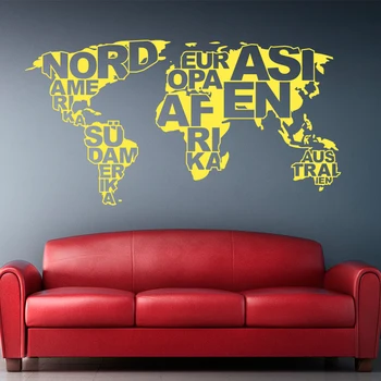 Art design hartă a Lumii de perete de vinil autocolant decor acasă harta decalcomanii de perete amovibil DIY decor casa Model pentru camera de zi