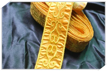 Aur Brodate Aplicatie din dantela, Panglica de Flori panglică de fier pe 5cm lățime 6 Curte/Bucata