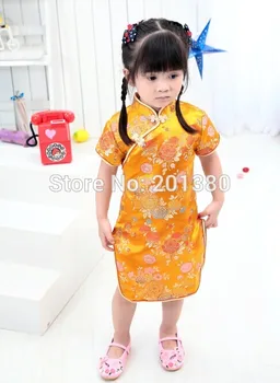 Aur de Anul Nou Copil Fata Rochie de Festivalul de Primăvară din China Copii Haine chi-pao qipao cheongsam cadou Fete Rochii