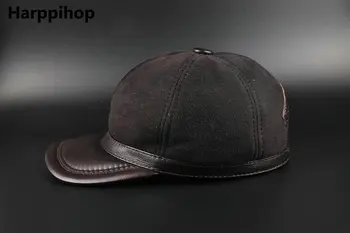 Autentice din piele de barbati baseball capac pălărie nouă de brand pentru bărbați din piele naturală adult solid reglabil armata palarii/sepci