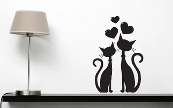 Autocolant Perete amovibil Cat Cuplu în Dragoste Inima în Martie Primăvară Vinil perete Decal 3d Poster Mural Tapet Vinilos Paredes D933
